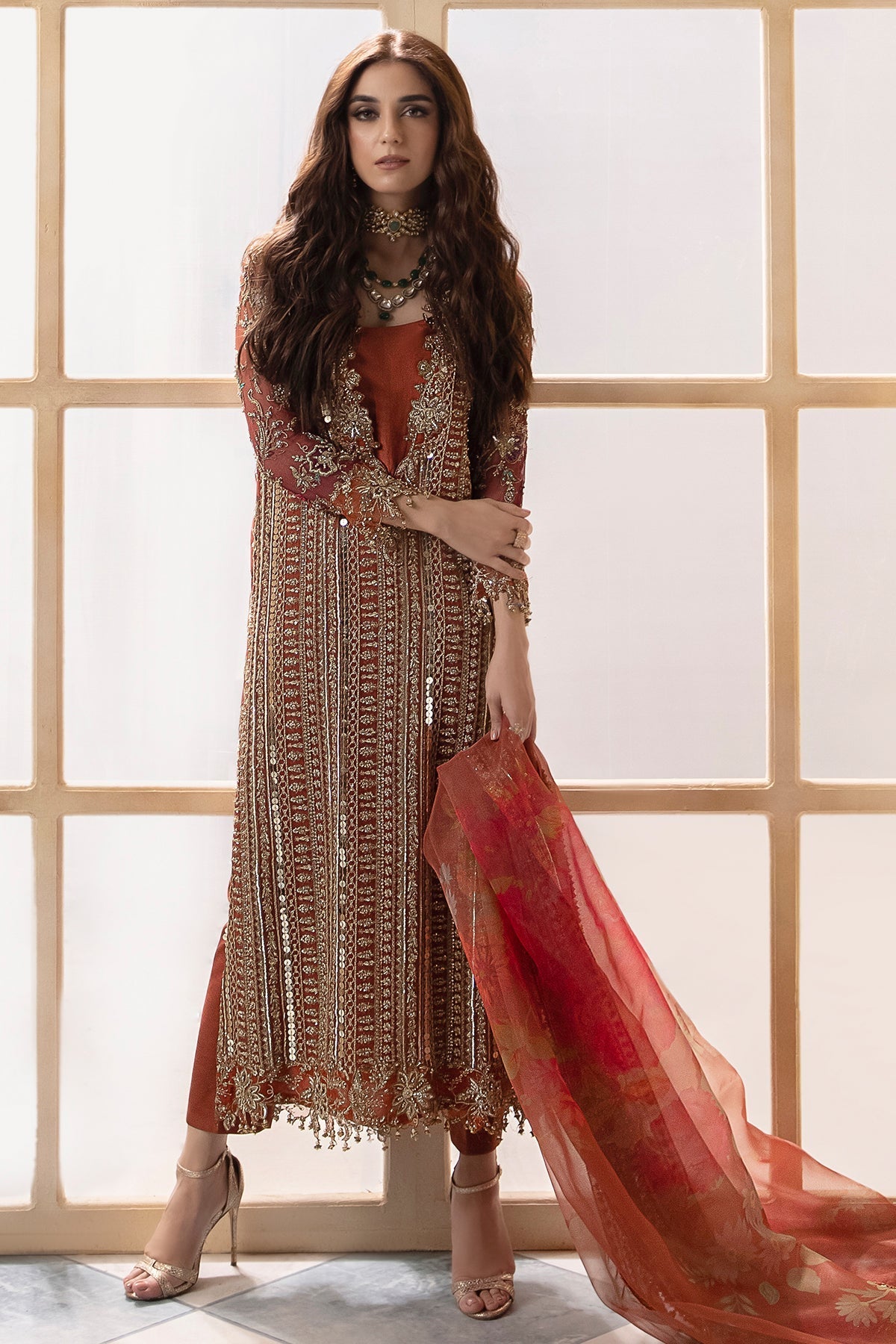 Charizma | DASTAN E JASHAN | 3-Pc Premium Luxury Handwork Chiffon with Premium Embroidered Dupatta DJR6-04 - House Of Hania