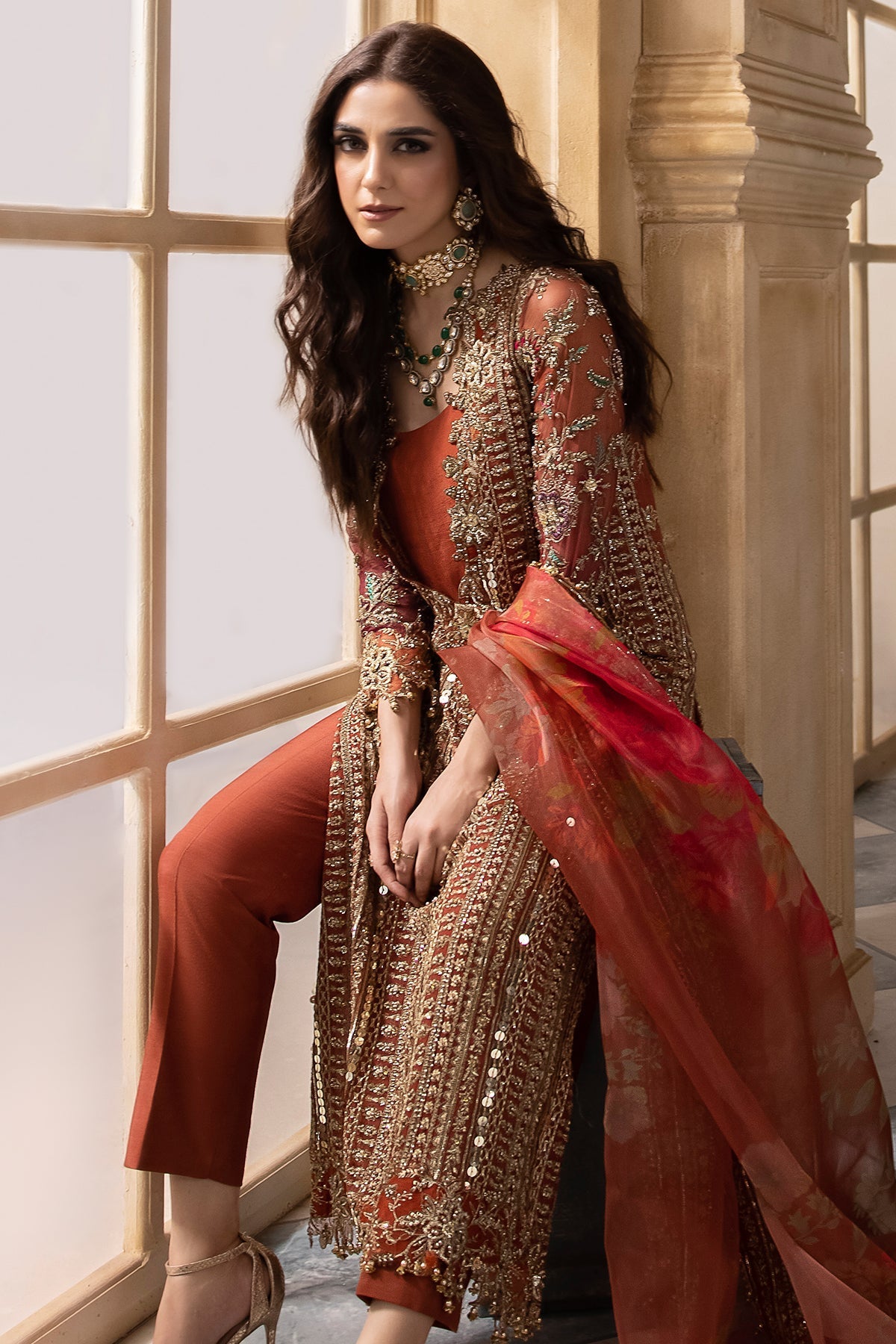 Charizma | DASTAN E JASHAN | 3-Pc Premium Luxury Handwork Chiffon with Premium Embroidered Dupatta DJR6-04 - House Of Hania