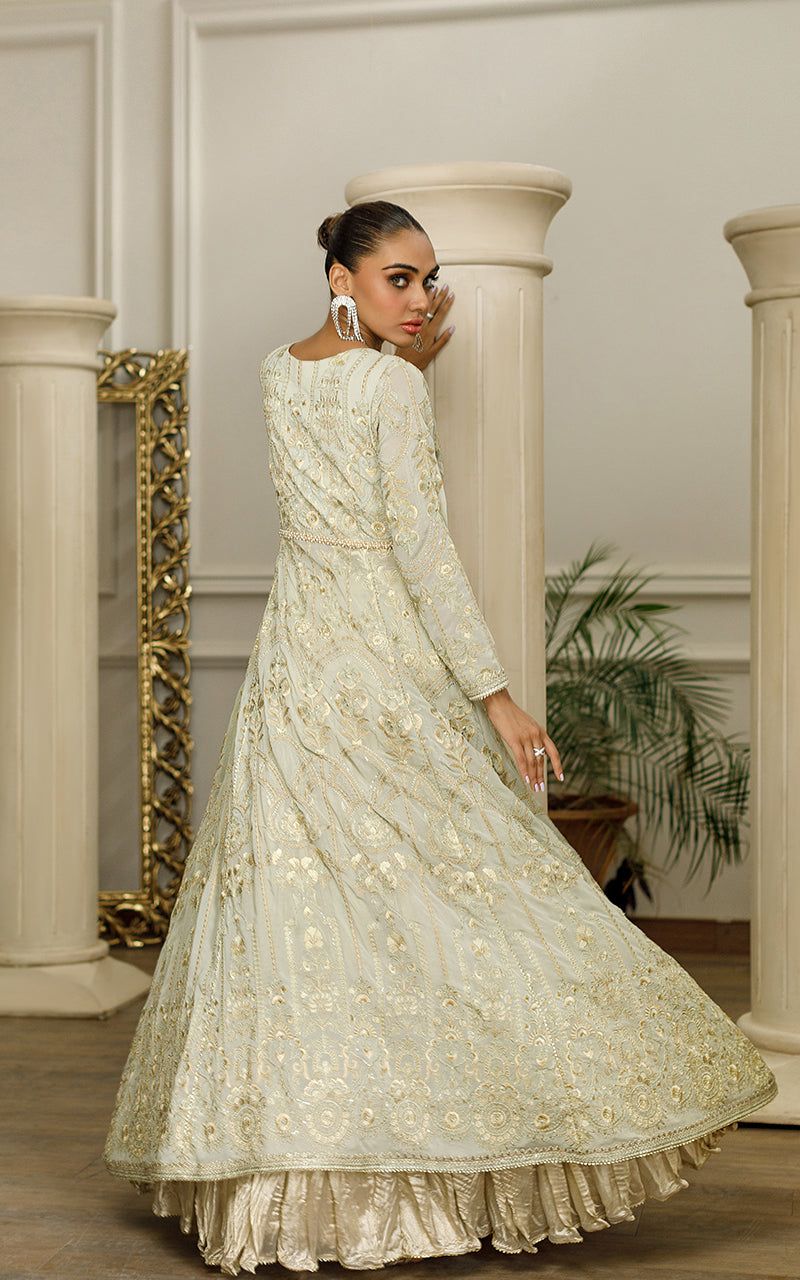 Chiffon Embroidered Angrakha - House Of Hania