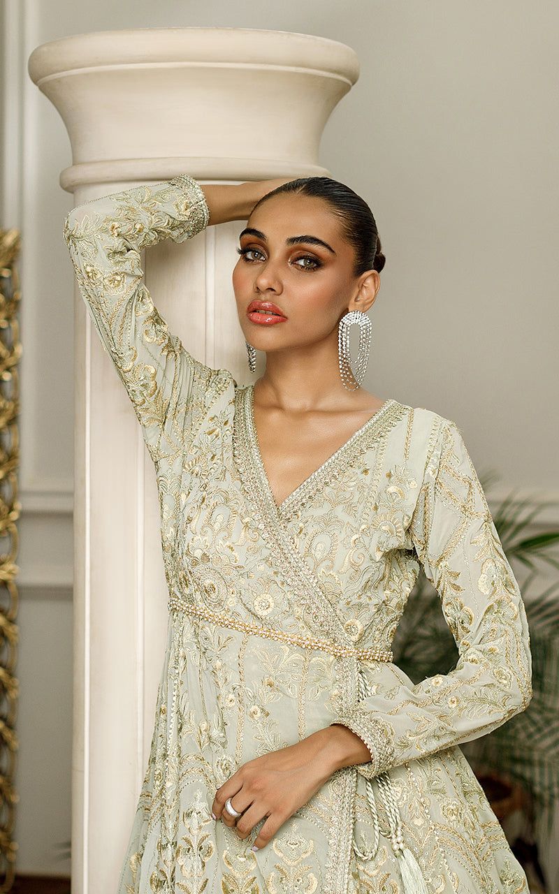 Chiffon Embroidered Angrakha - House Of Hania