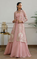 Chiffon Embroidered Jacket with Skirt - House Of Hania