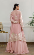 Chiffon Embroidered Jacket with Skirt - House Of Hania