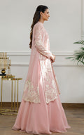 Chiffon Embroidered Jacket with Skirt - House Of Hania