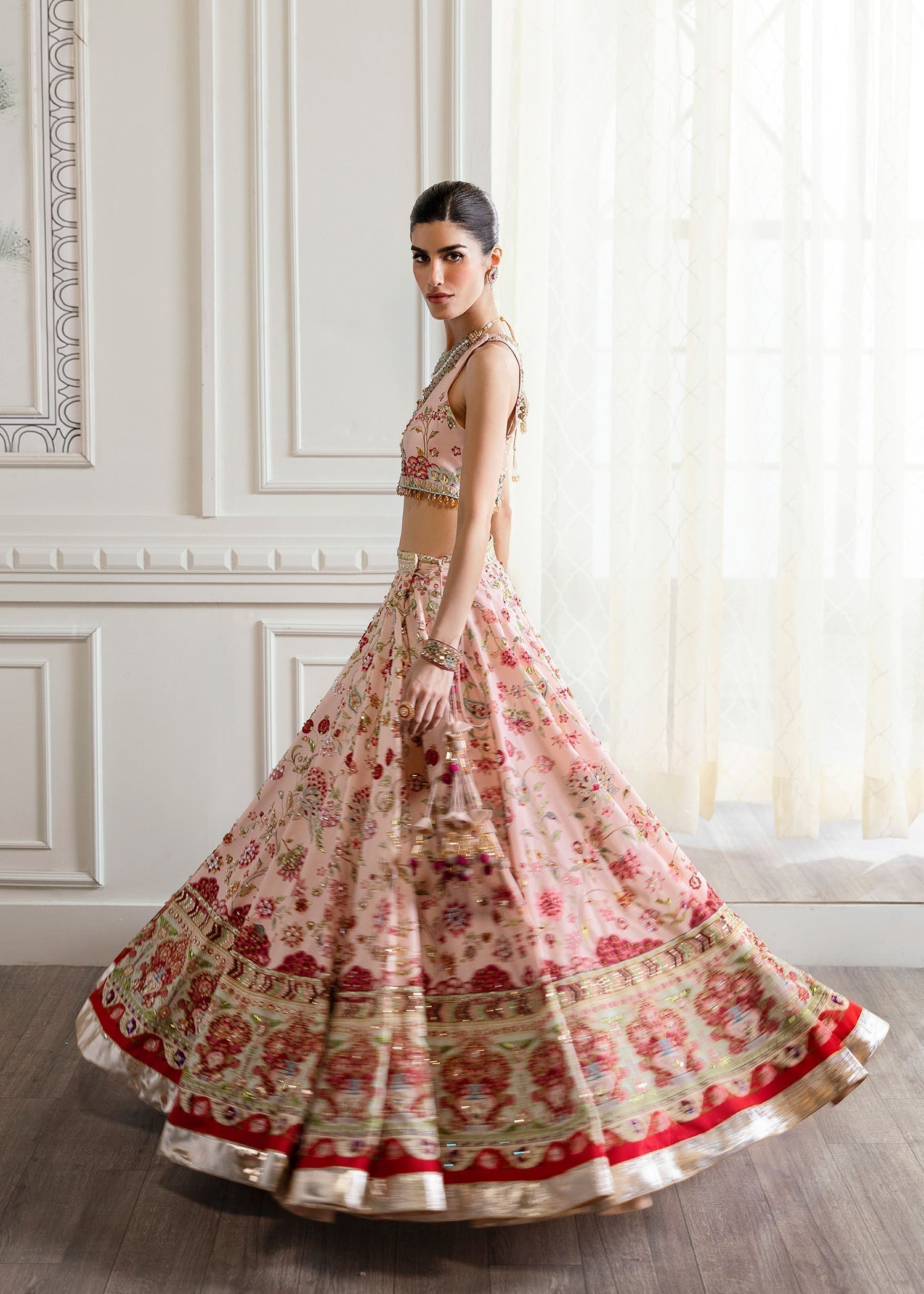 Crimson | A Beautiful Chaos Wedding Collection | Chinoiserie Lehnga - House Of Hania