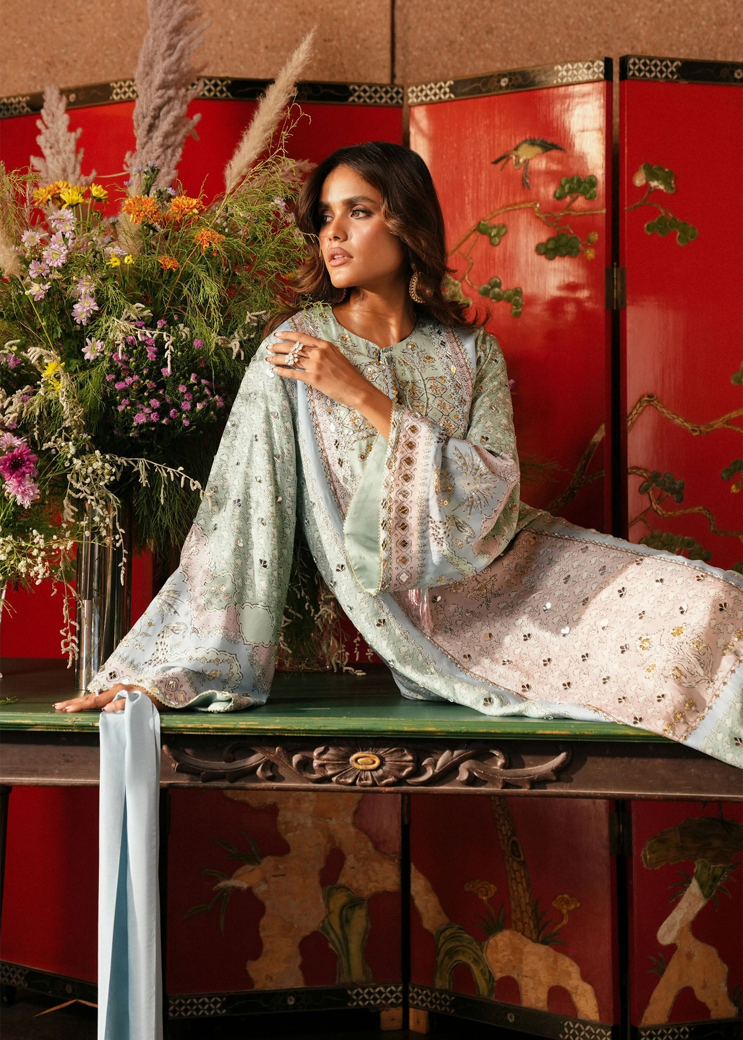 Crimson | Crimson Eid Prints | Jhilmil - Mint - House Of Hania