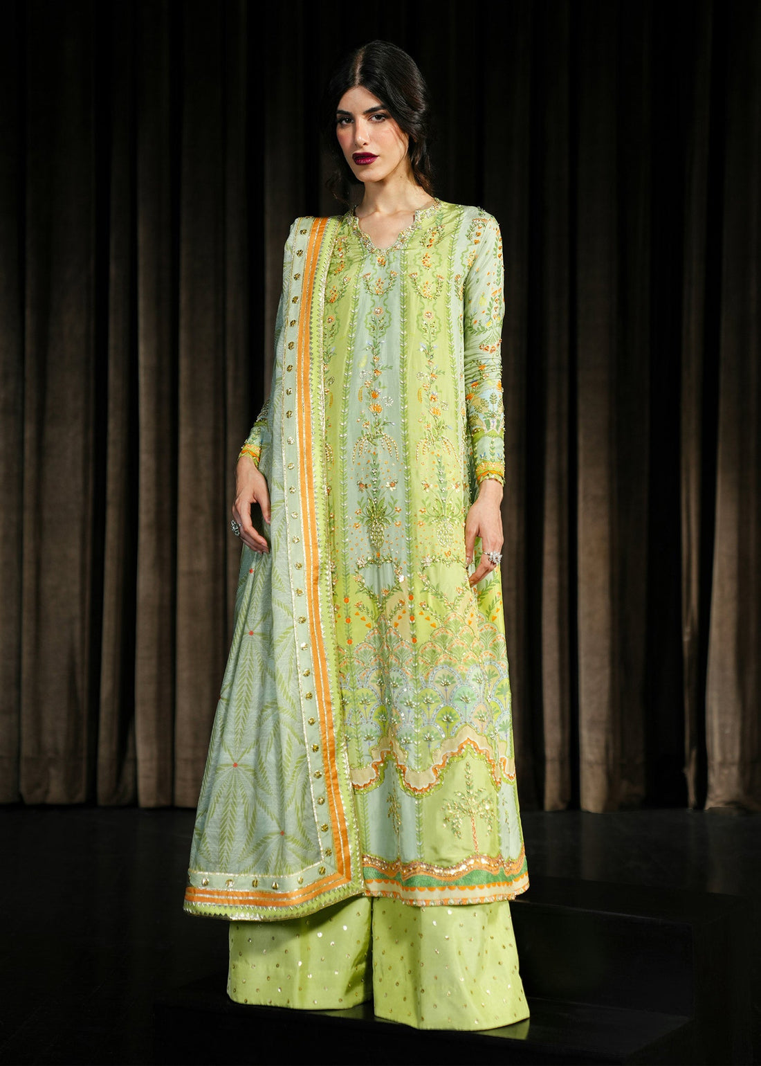 Crimson | Crimson Eid Prints | Rangralli - Lime - House Of Hania