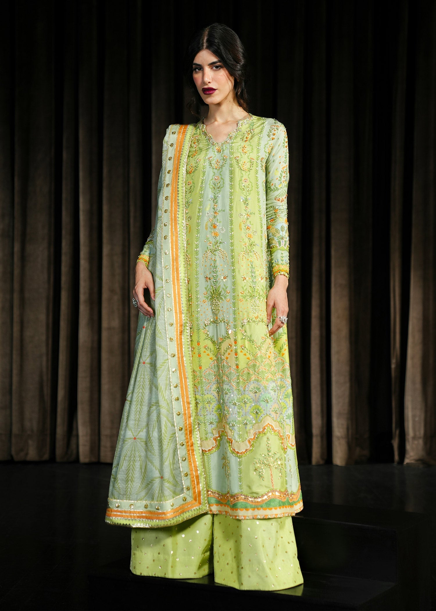 Crimson | Crimson Eid Prints | Rangralli - Lime - House Of Hania