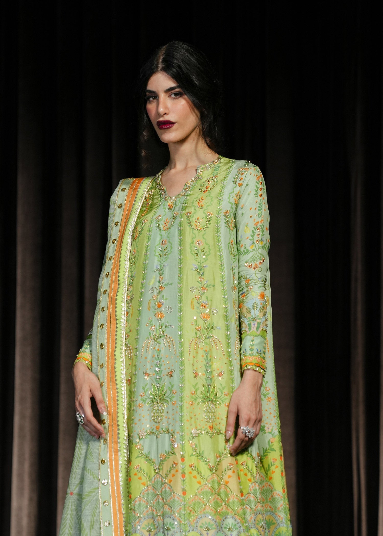 Crimson | Crimson Eid Prints | Rangralli - Lime - House Of Hania