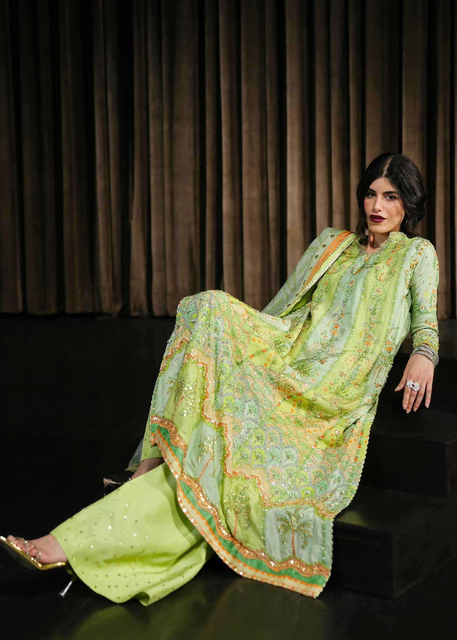 Crimson | Crimson Eid Prints | Rangralli - Lime - House Of Hania