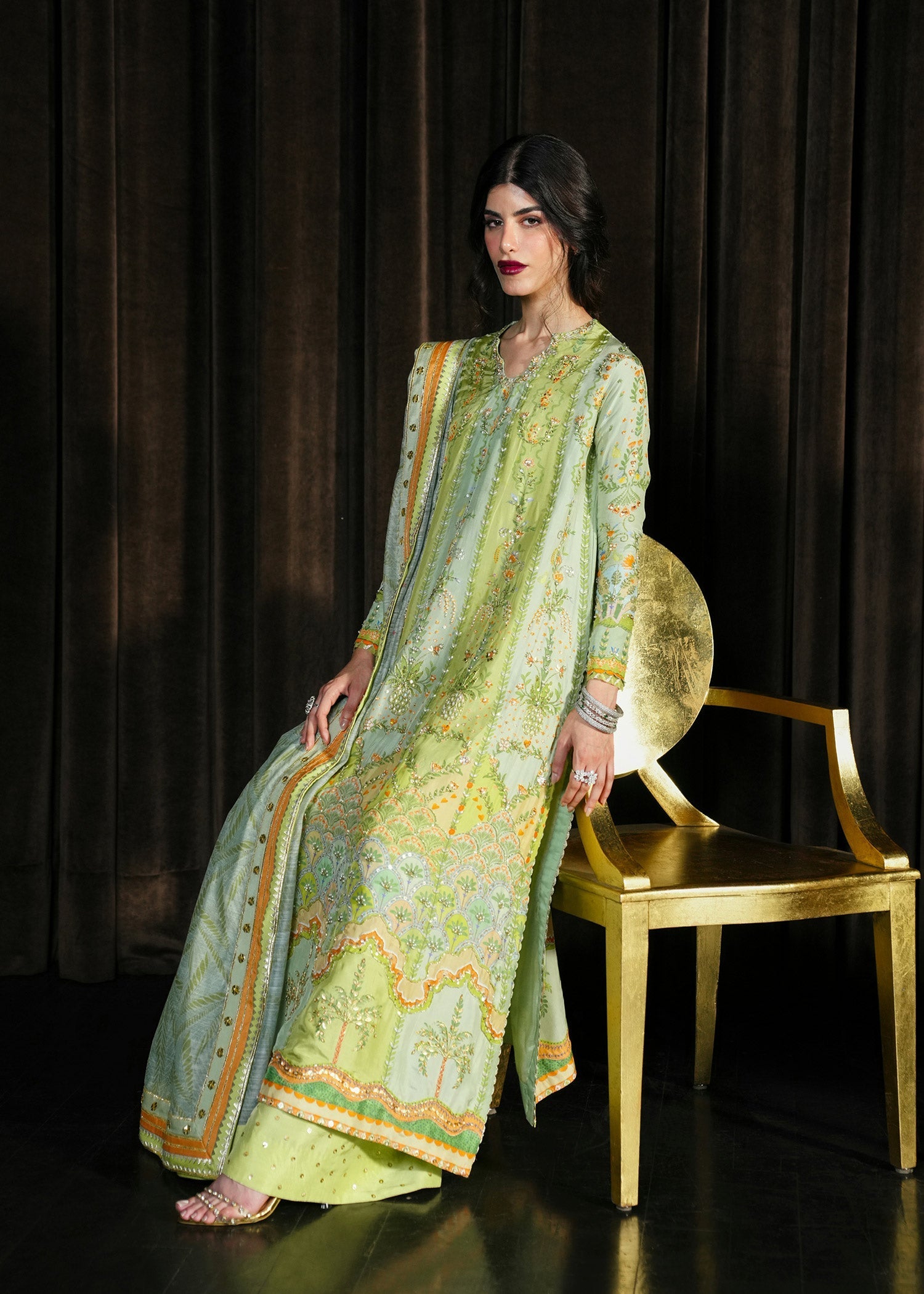 Crimson | Crimson Eid Prints | Rangralli - Lime - House Of Hania