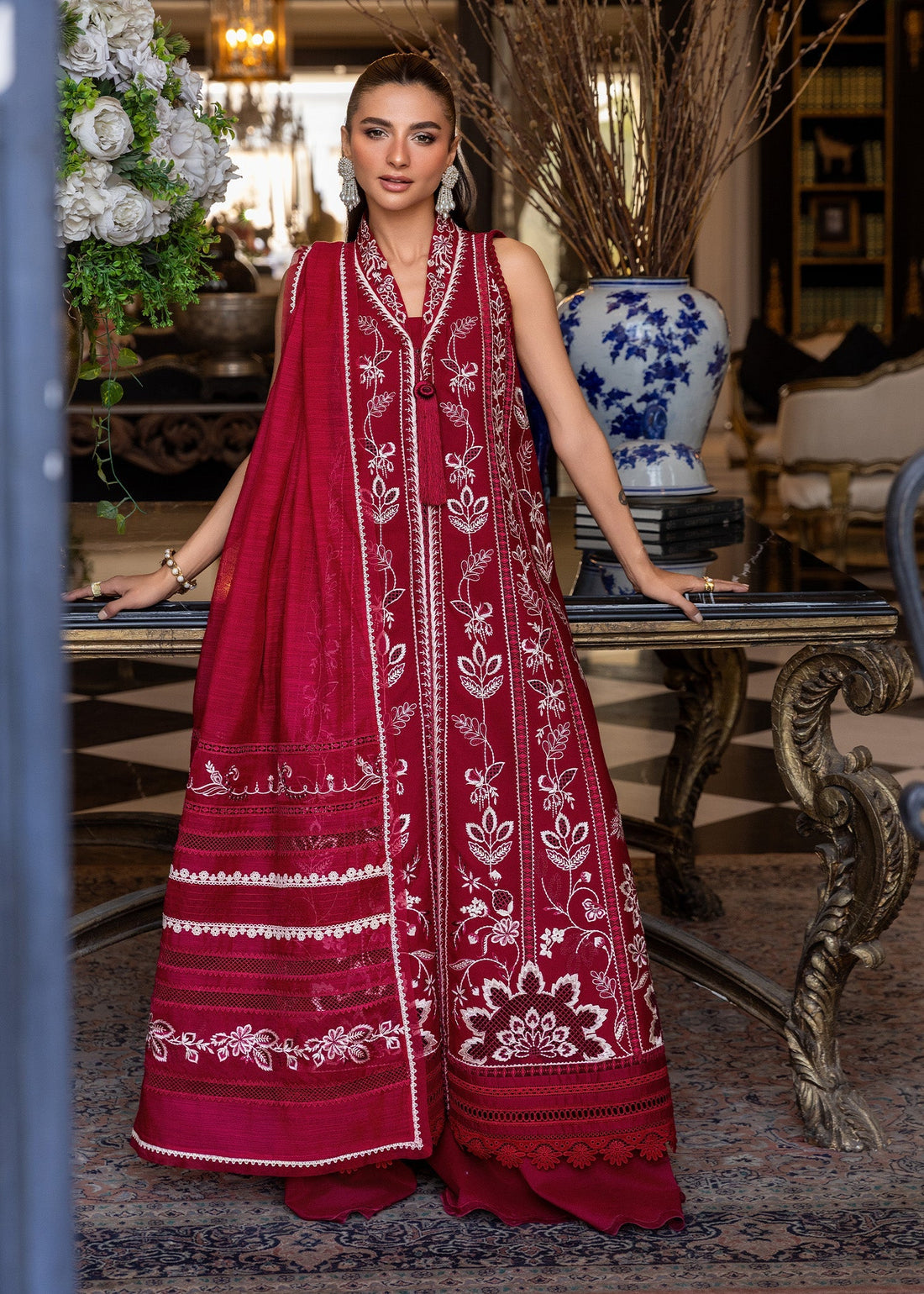 Crimson | Flow By Crimson Lawn'26 | A HANDMADE TALE-D5A - House Of Hania