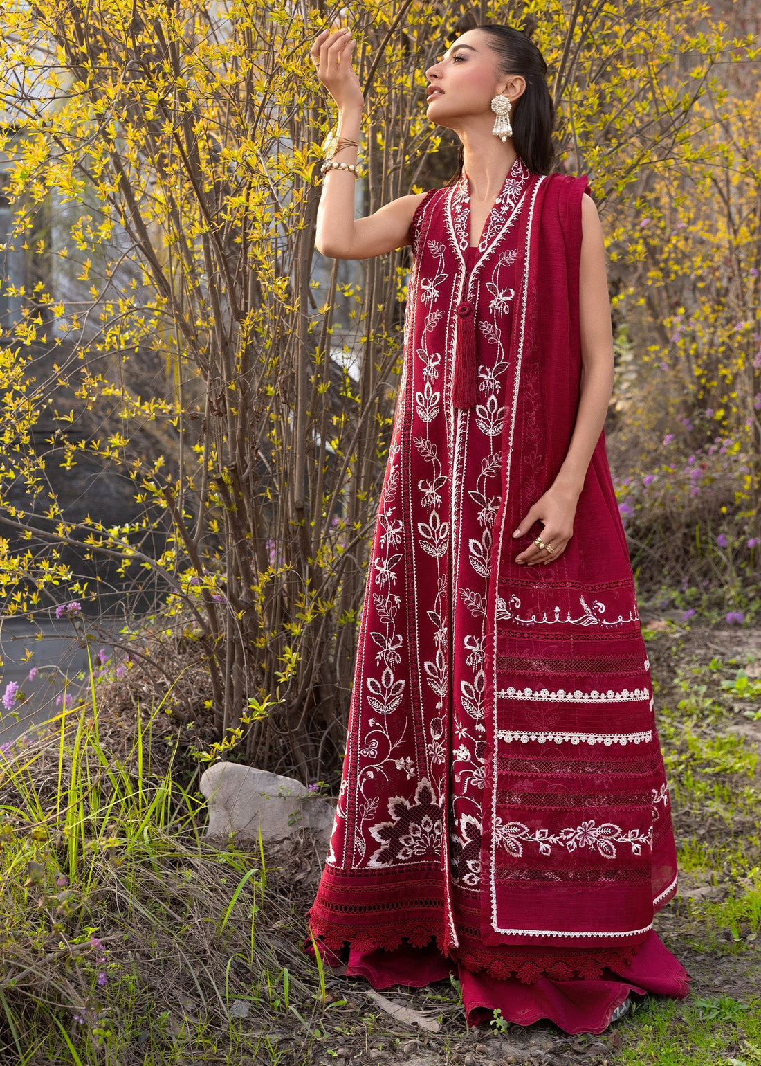 Crimson | Flow By Crimson Lawn'26 | A HANDMADE TALE-D5A - House Of Hania