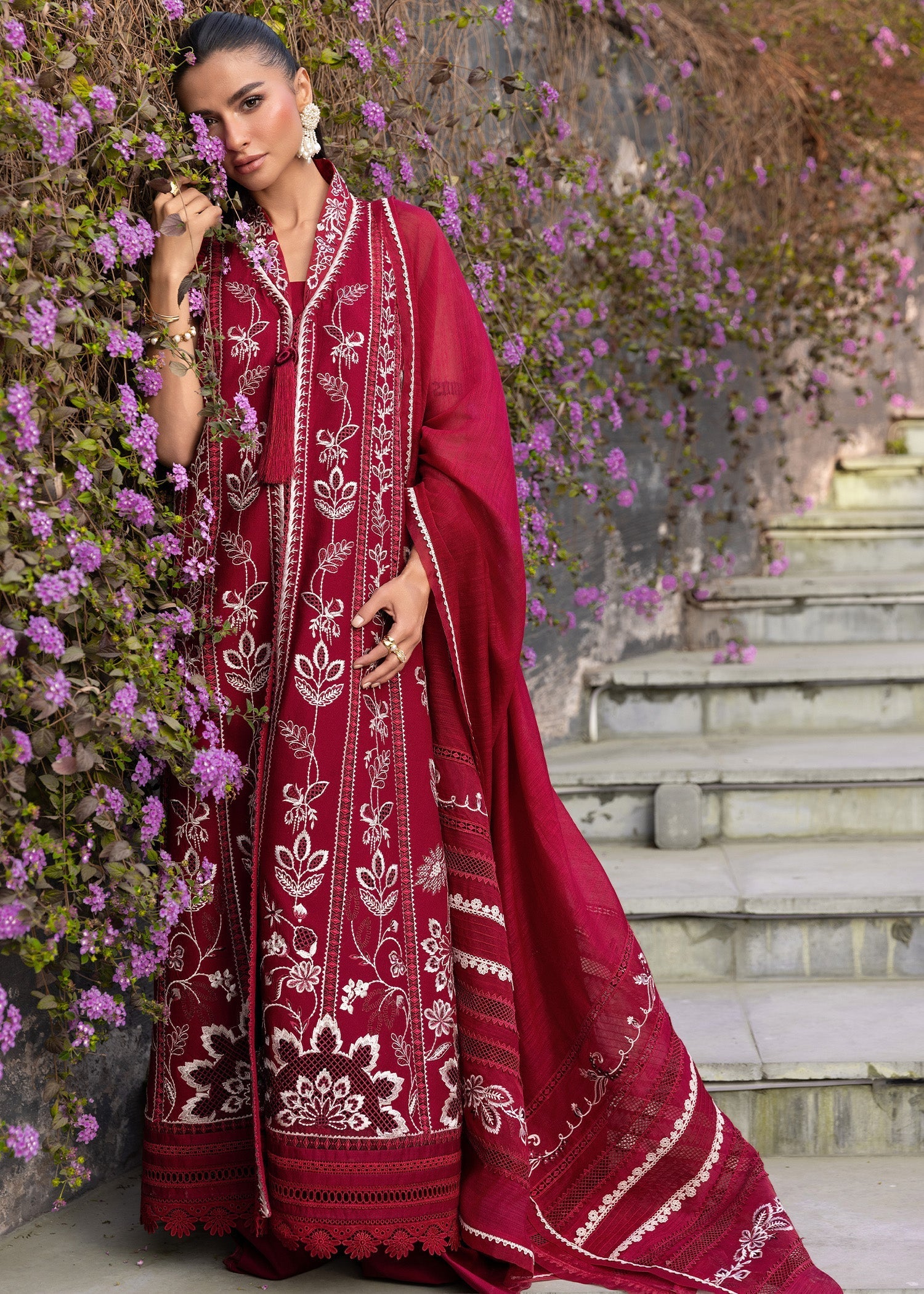 Crimson | Flow By Crimson Lawn'26 | A HANDMADE TALE-D5A - House Of Hania