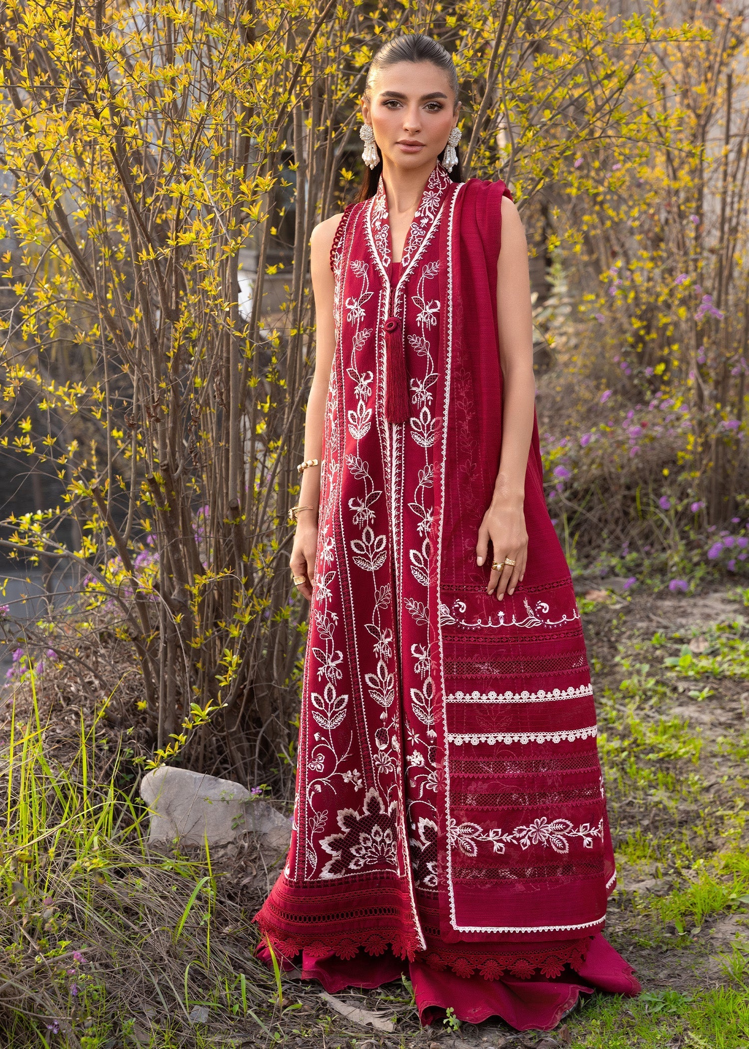 Crimson | Flow By Crimson Lawn'26 | A HANDMADE TALE-D5A - House Of Hania