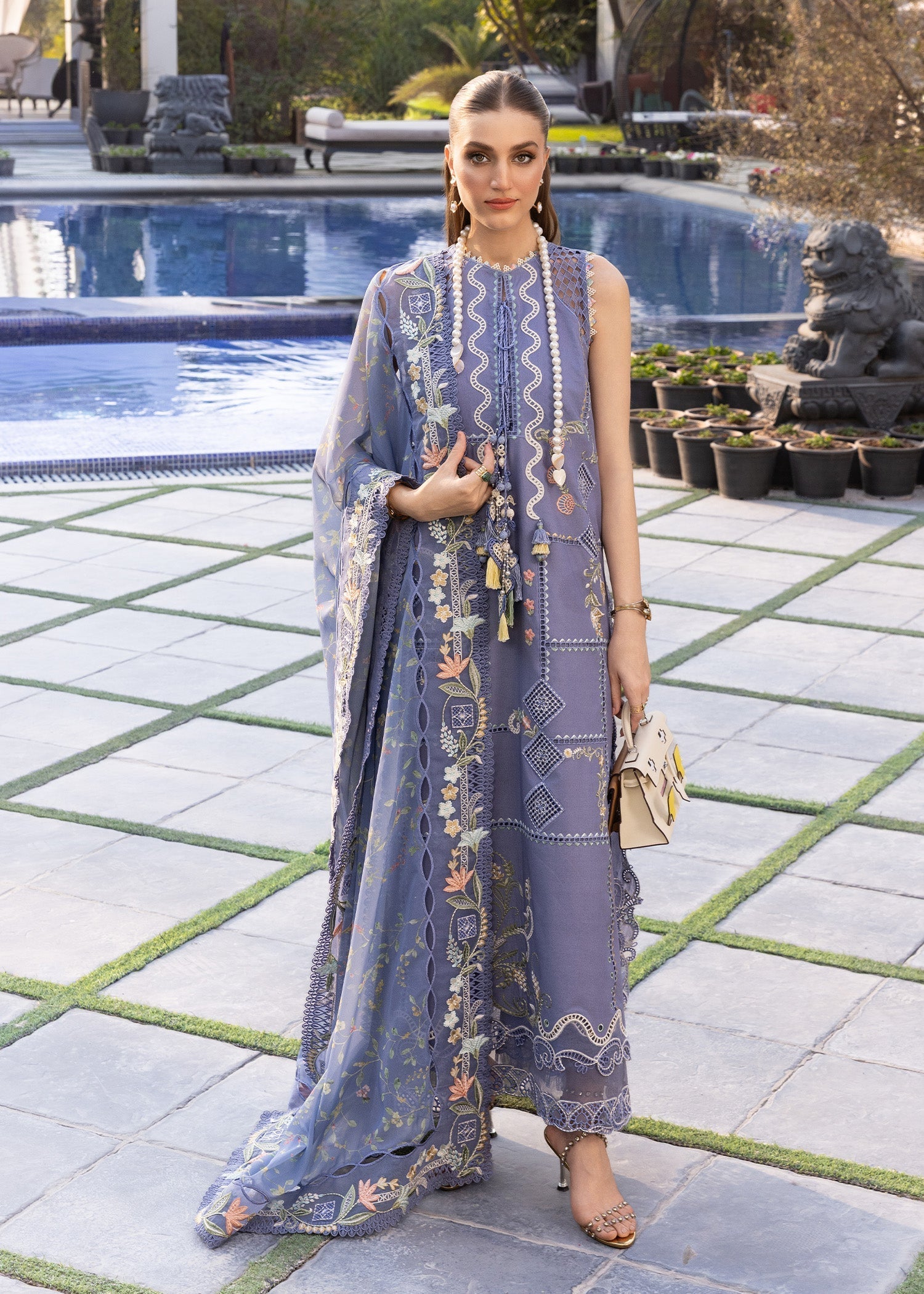 Crimson | Flow By Crimson Lawn'26 | FLORAL SERENITY-D1B - House Of Hania