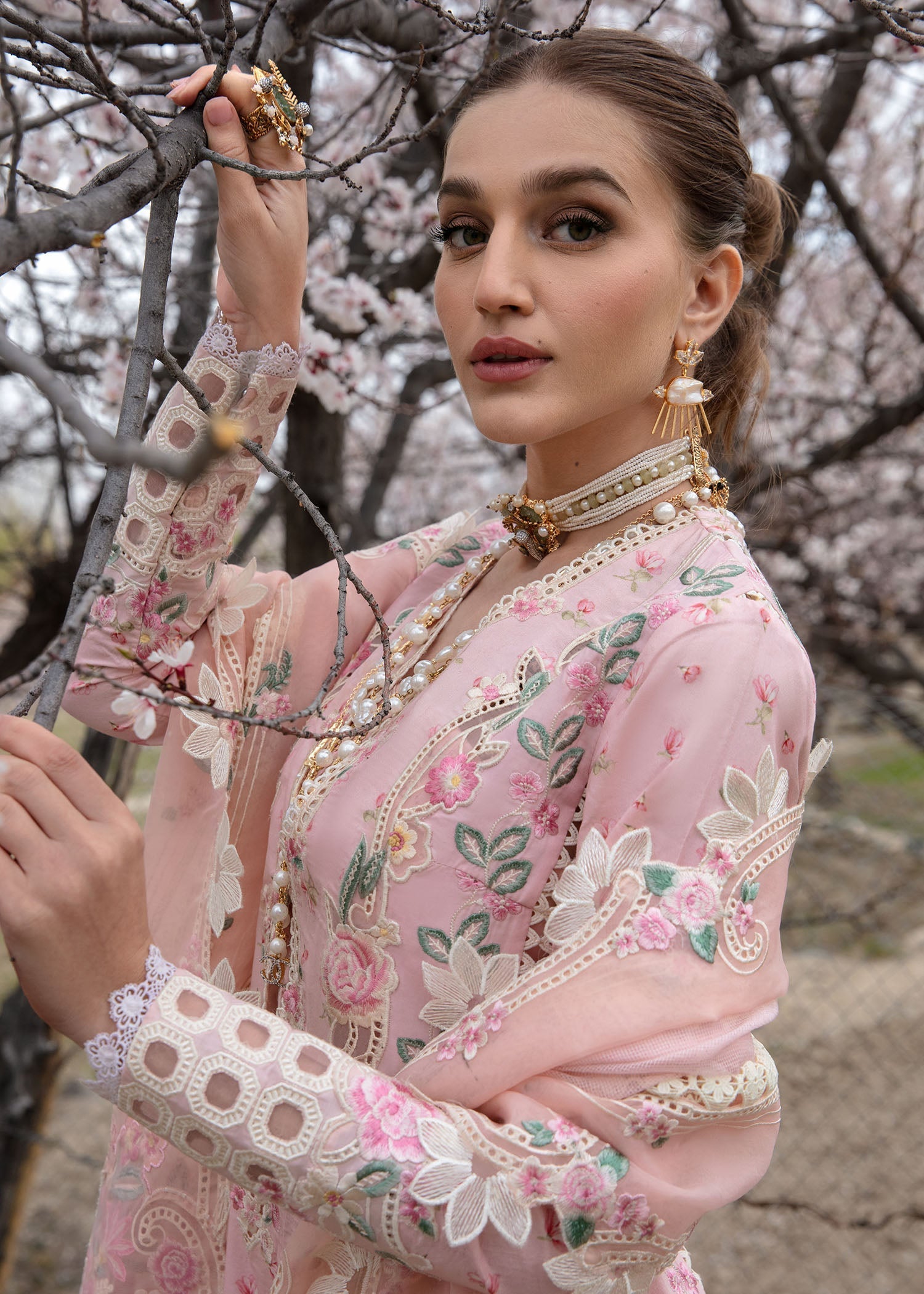 Crimson | Lawn 2024 | Believe In Her - Blush Pink - House Of Hania