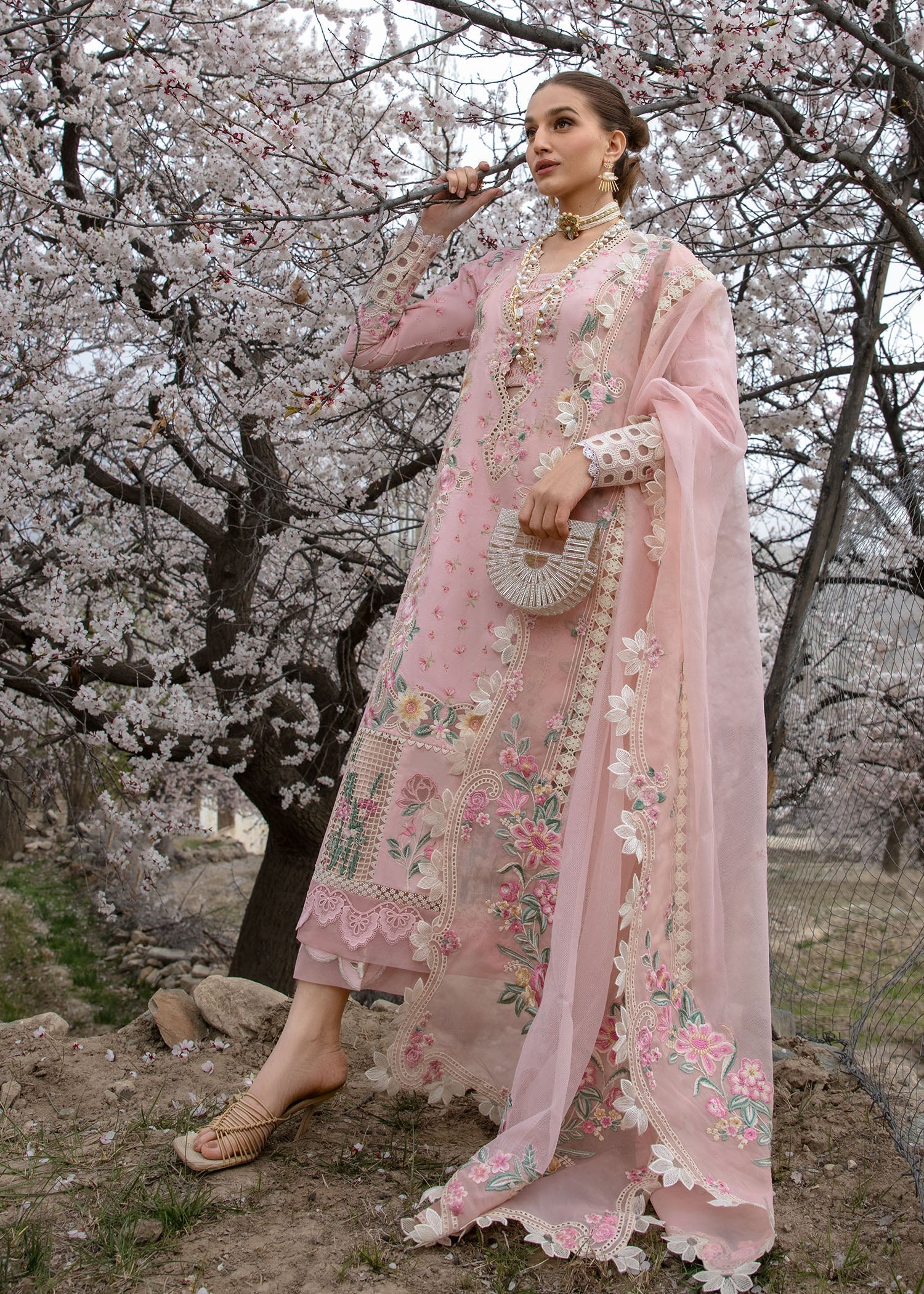 Crimson | Lawn 2024 | Believe In Her - Blush Pink - House Of Hania
