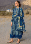 Crimson | Lawn 2024 | Dancing Paisleys - Cobalt - House Of Hania
