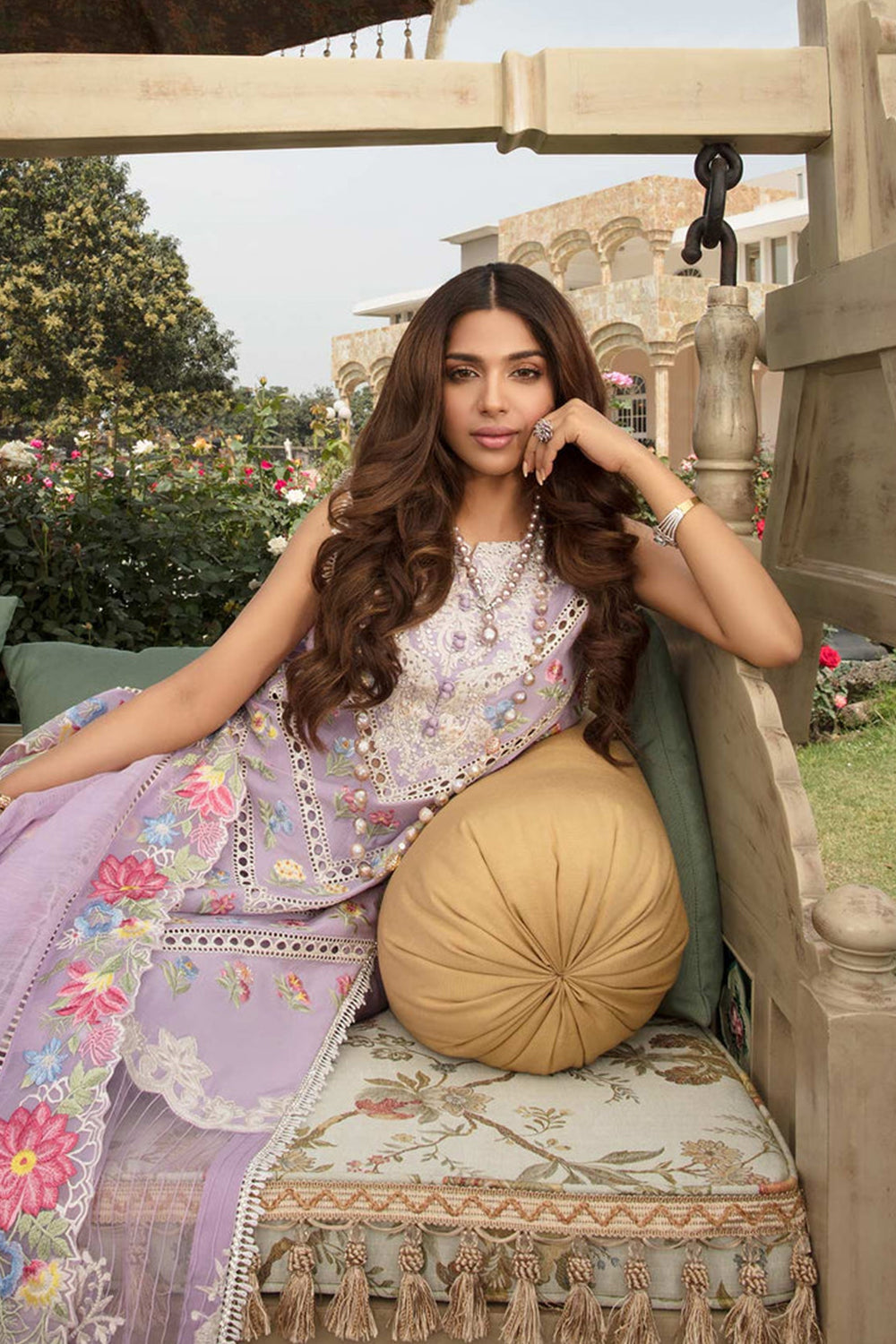 Crimson Luxury Lawn by Saira Shakira 22 - 6A A Floral Affair - TC-109 - Chikankari - House Of Hania