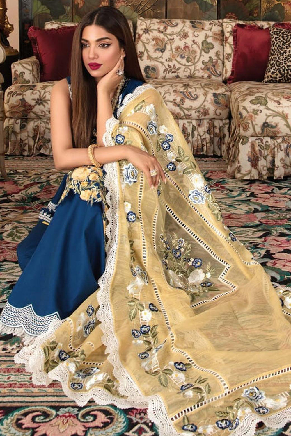 Crimson Luxury Lawn by Saira Shakira "22 - TC-75 - Pure Lawn - House Of Hania