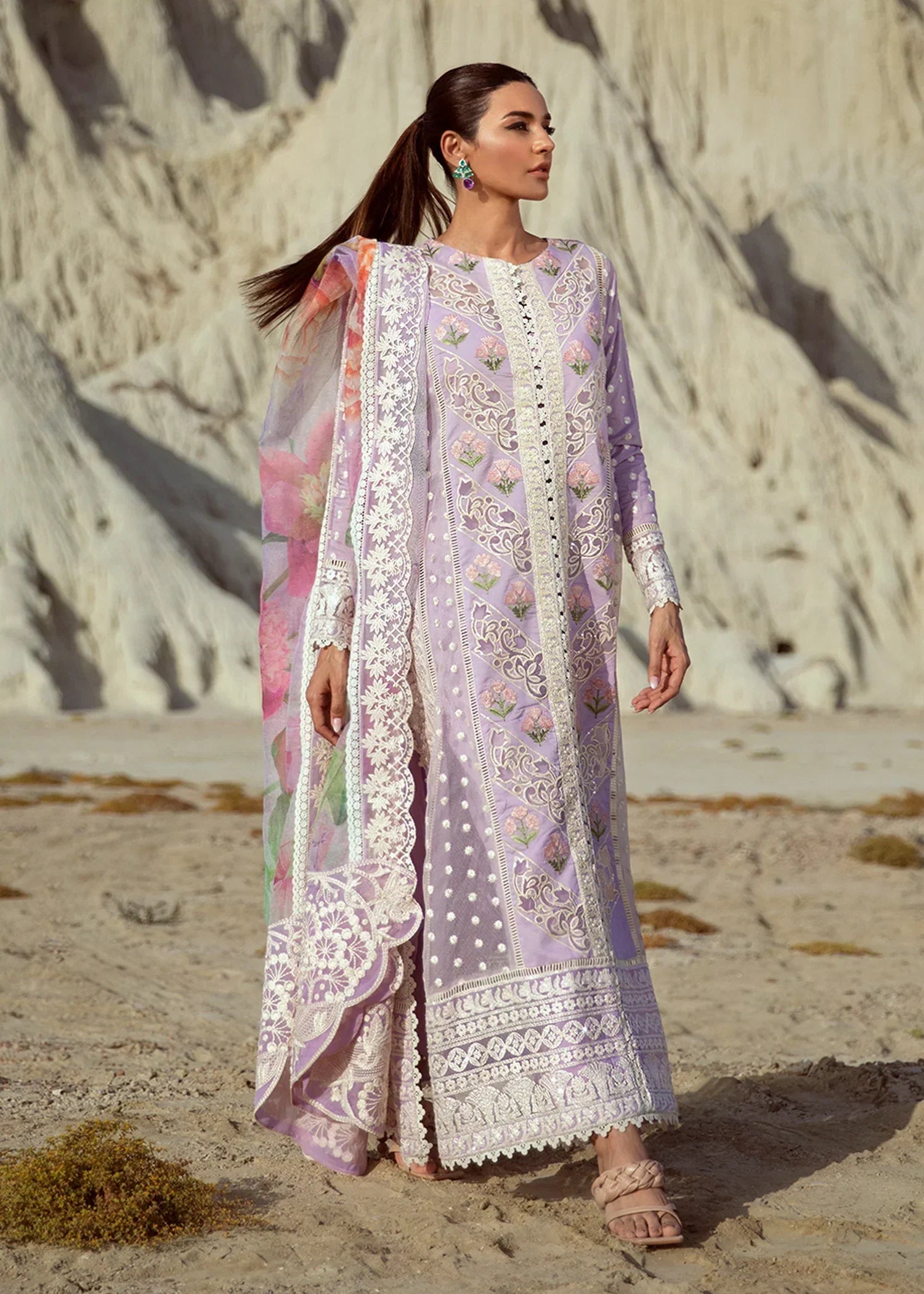 Crimson X Saira Shakira Lawn 2022 - D7 Chikkankari Reinvented A Amethyst - TC-140 - House Of Hania