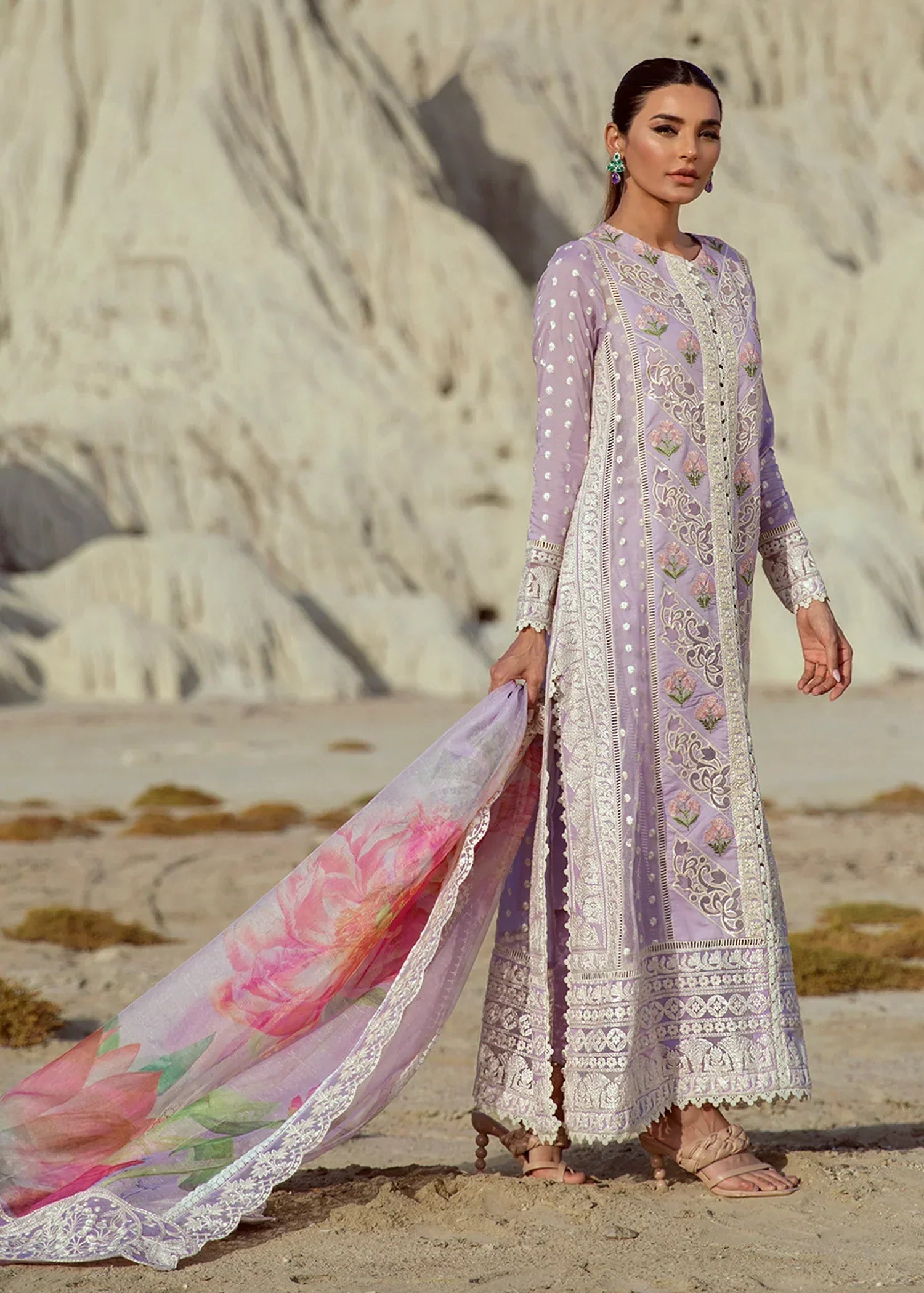 Crimson X Saira Shakira Lawn 2022 - D7 Chikkankari Reinvented A Amethyst - TC-140 - House Of Hania