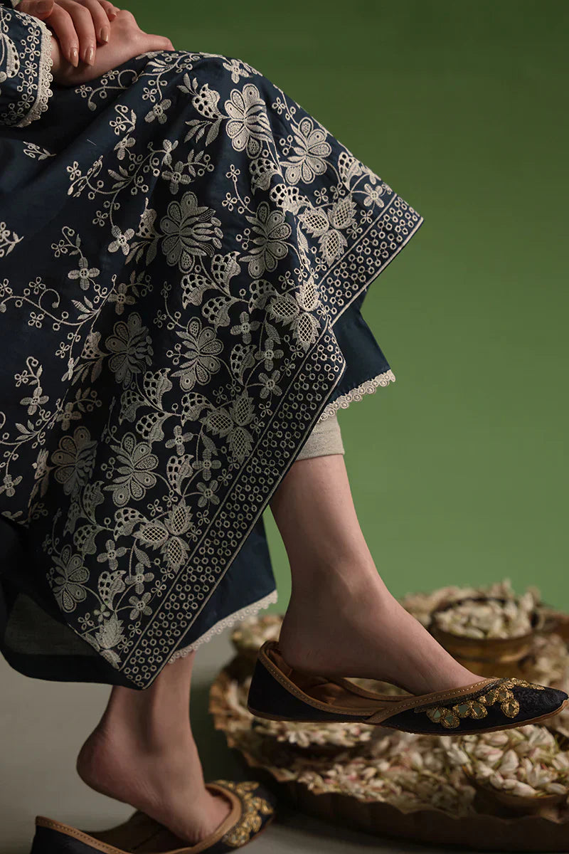 Cross Stitch | Chikankari Lawn | INSIGNIA BLUE - House Of Hania