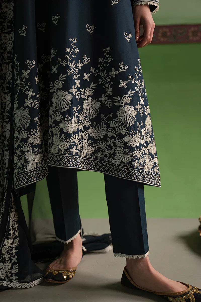 Cross Stitch | Chikankari Lawn | INSIGNIA BLUE - House Of Hania