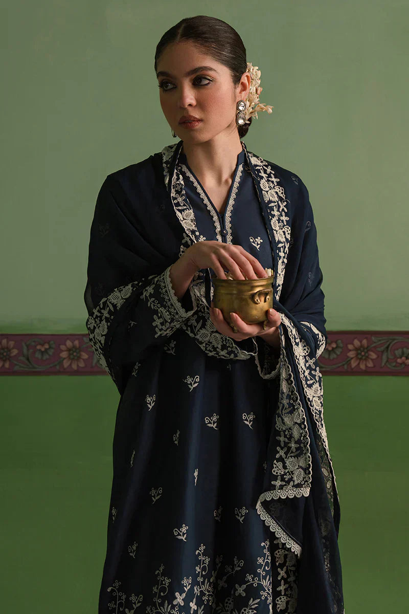 Cross Stitch | Chikankari Lawn | INSIGNIA BLUE - House Of Hania