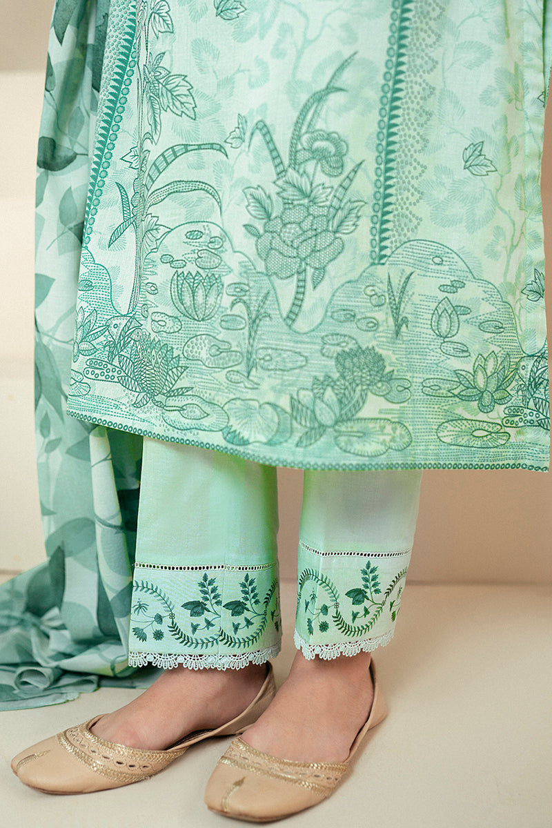 Cross Stitch | Daily Lawn 24 | MINTY MEADOW-3 PIECE LAWN SUIT - House Of Hania