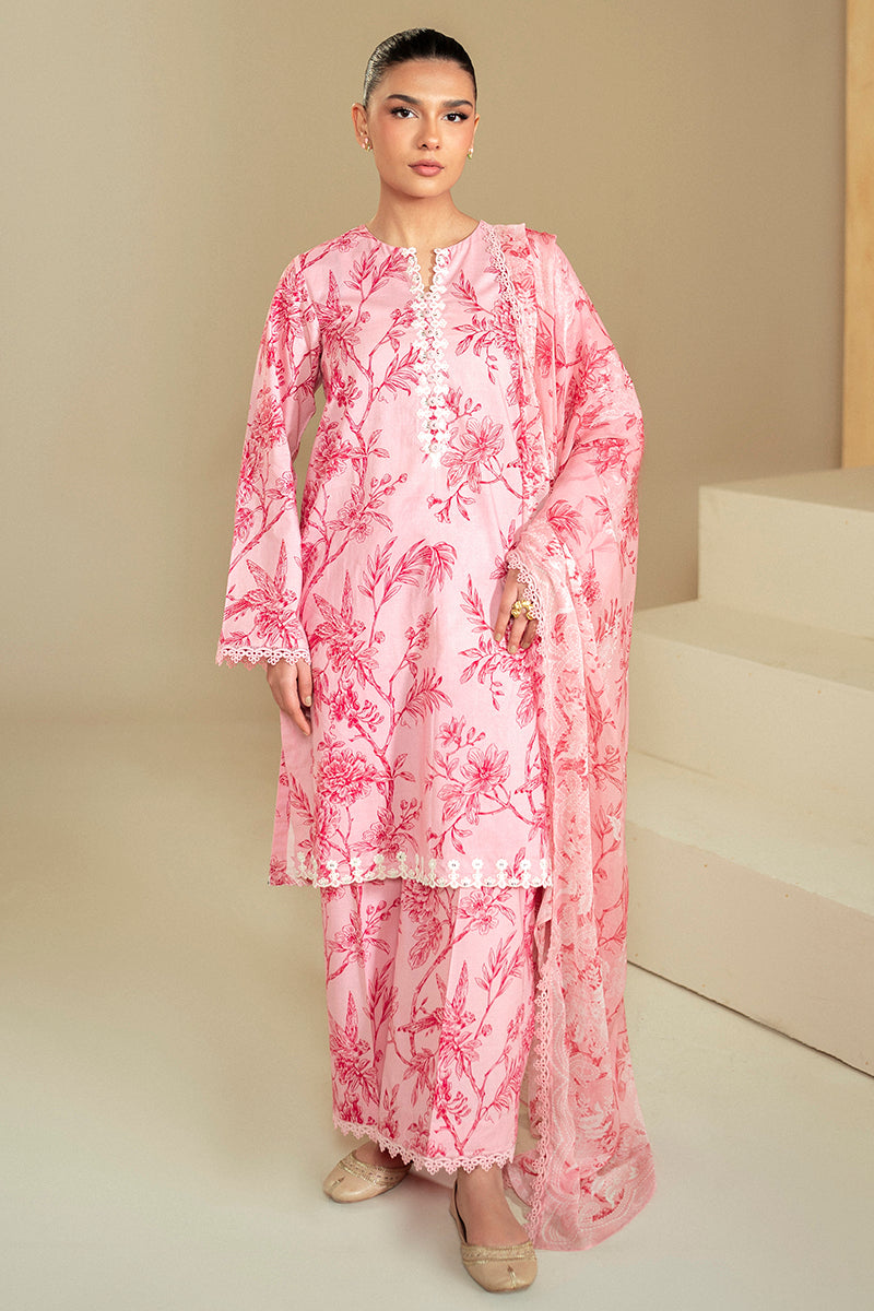 Cross Stitch | Daily Lawn 24 | SHADED PINK-3 PIECE LAWN SUIT - House Of Hania