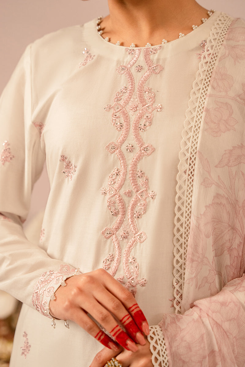 Cross Stitch | Mahiri Embroidered Collection 24 | Ivory Cream - House Of Hania