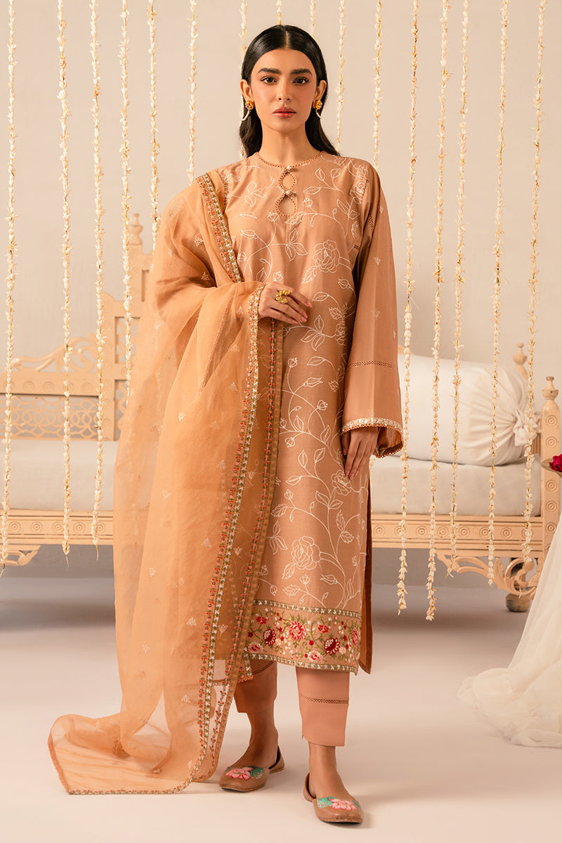 Cross Stitch | Mahiri Embroidered Collection 24 | RUSTIC BROWN - House Of Hania