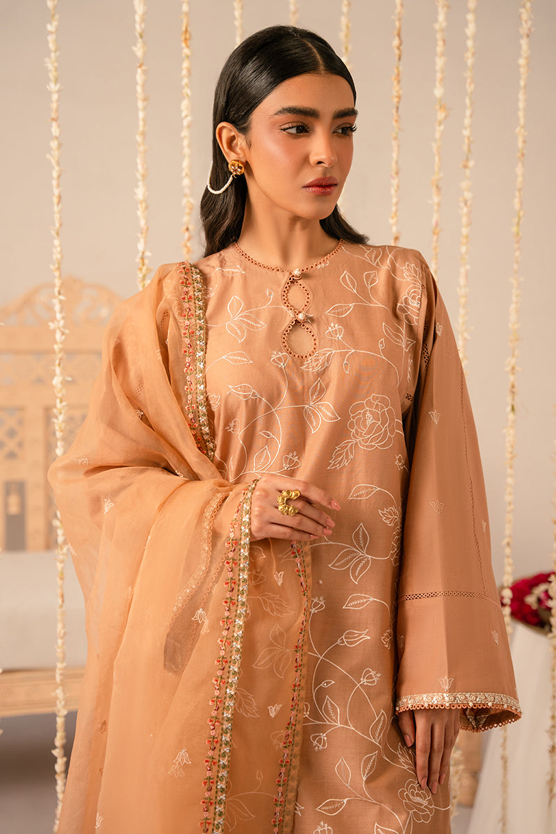 Cross Stitch | Mahiri Embroidered Collection 24 | RUSTIC BROWN - House Of Hania