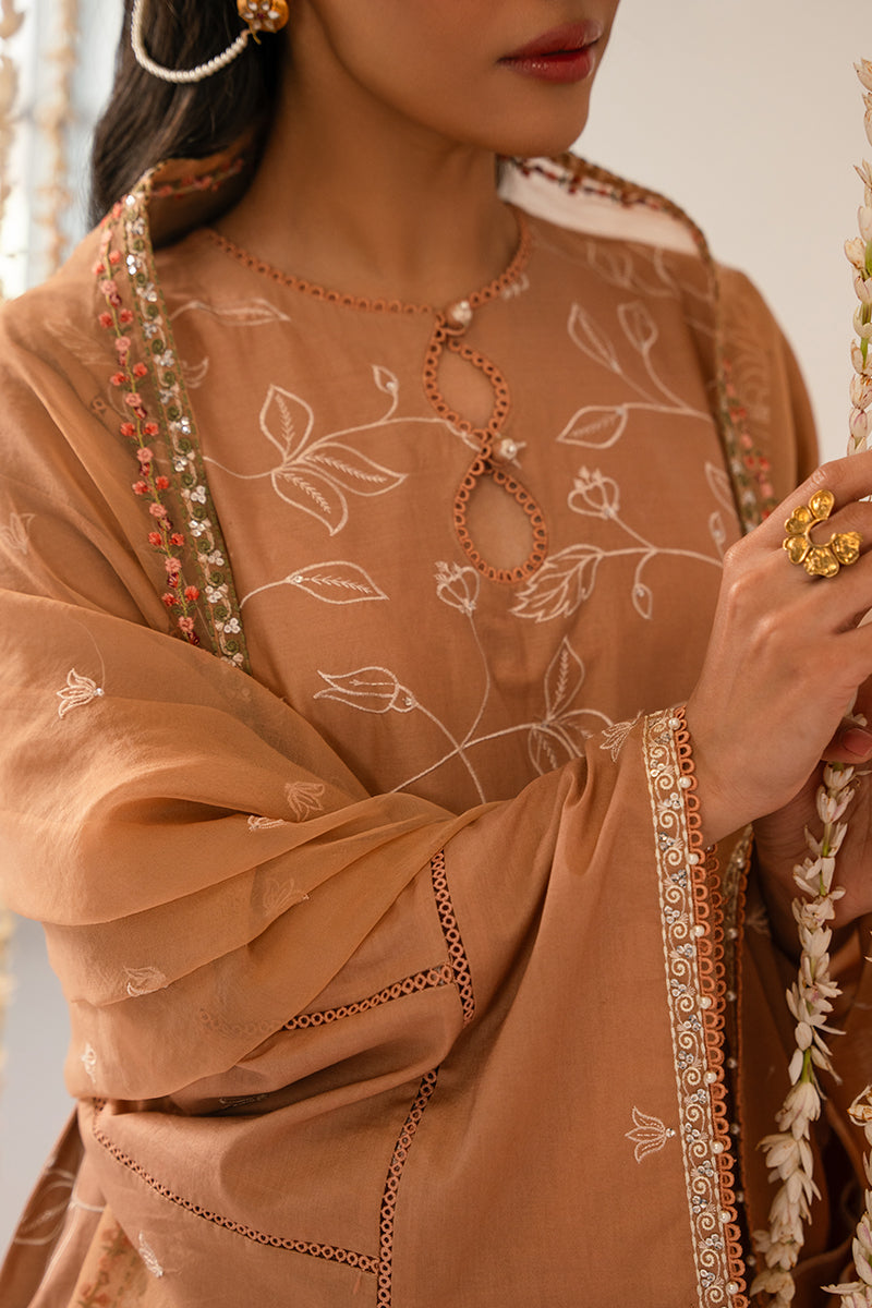 Cross Stitch | Mahiri Embroidered Collection 24 | RUSTIC BROWN - House Of Hania
