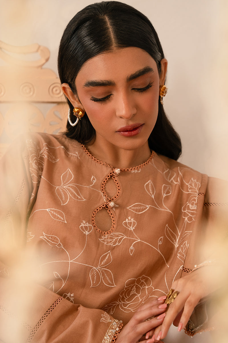 Cross Stitch | Mahiri Embroidered Collection 24 | RUSTIC BROWN - House Of Hania