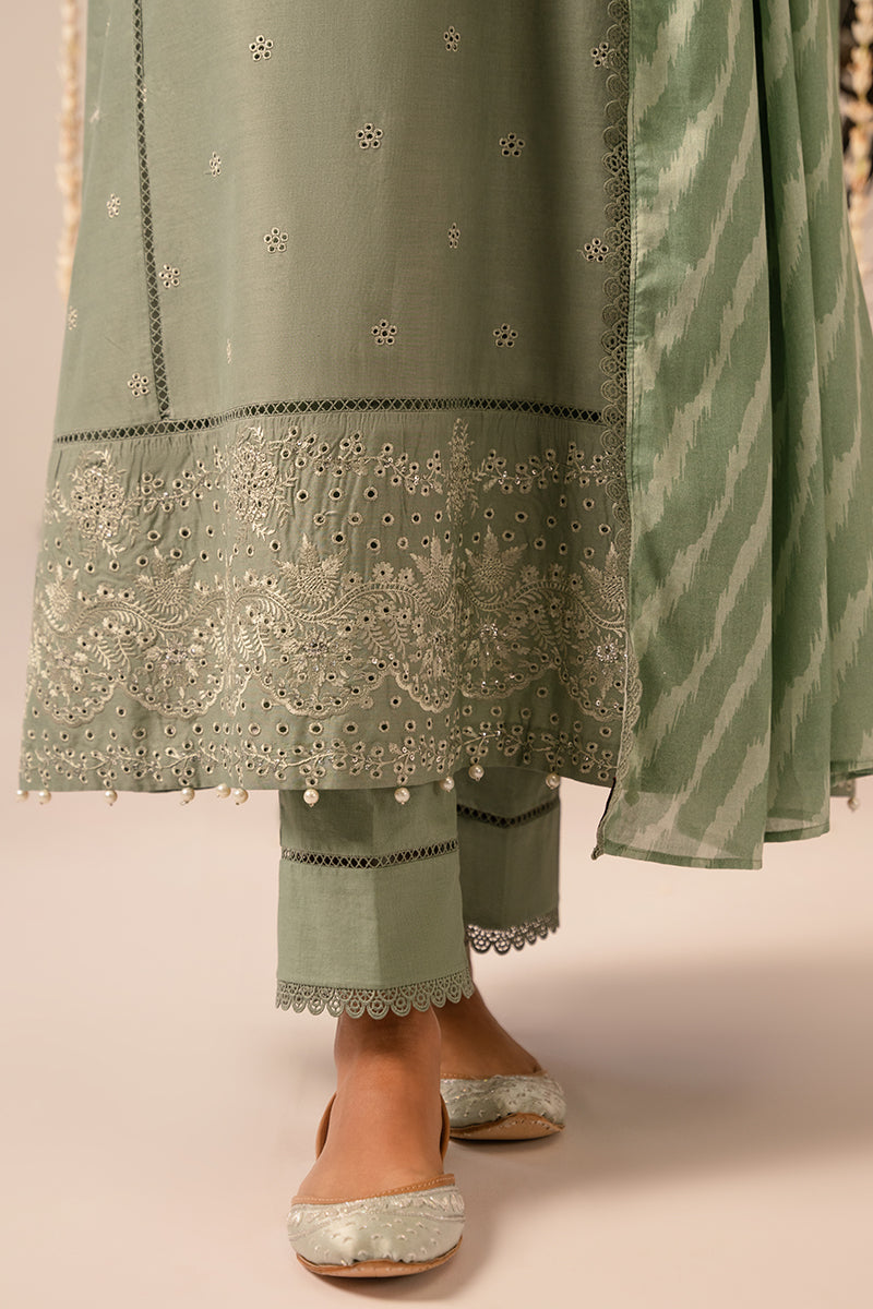 Cross Stitch | Mahiri Embroidered Collection 24 | Sage Green - House Of Hania