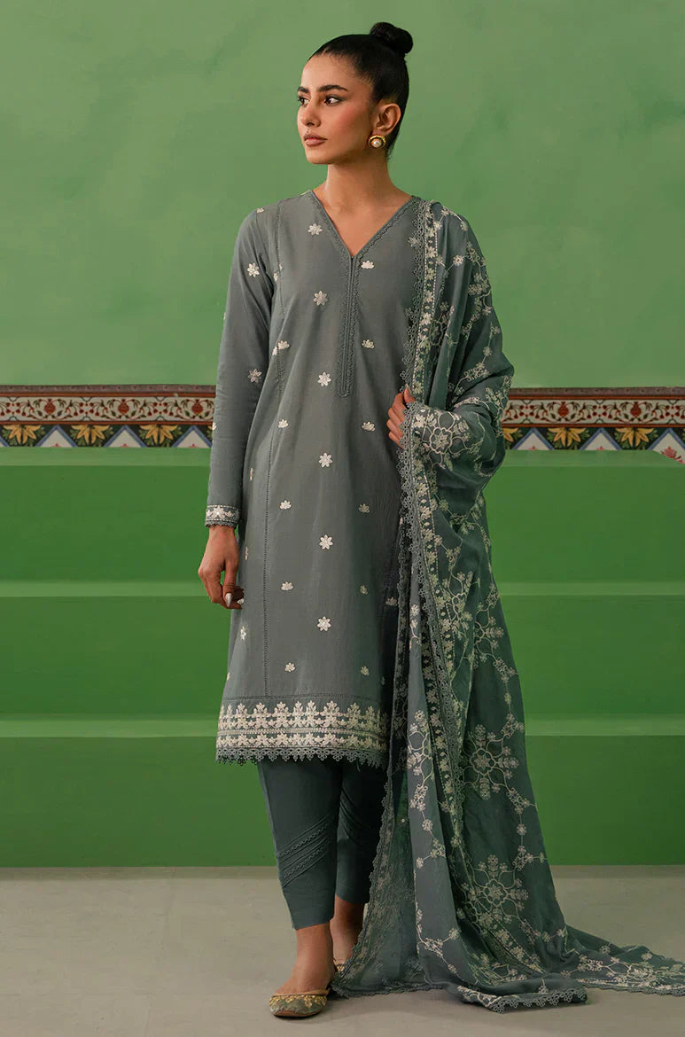 Cross Stitch | Mahiri Embroidered Collection | DUSTY GRANITE - House Of Hania