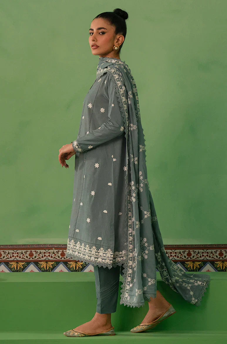 Cross Stitch | Mahiri Embroidered Collection | DUSTY GRANITE - House Of Hania