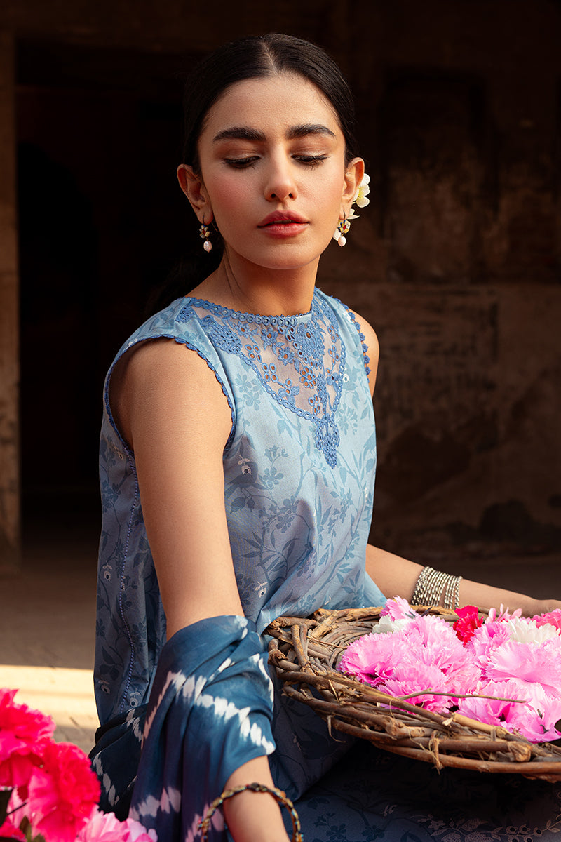 Cross Stitch | Premium Lawn 24 | BLUE SAND - House Of Hania