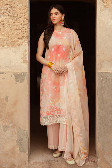 Cross Stitch | Premium Lawn 24 | PEACH BLUSH - House Of Hania