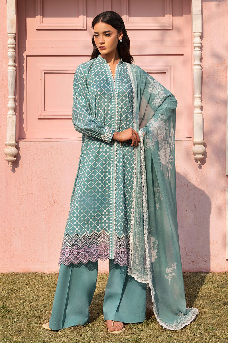 Cross Stitch | Premium Lawn 25 | TEAL GRACE - House Of Hania