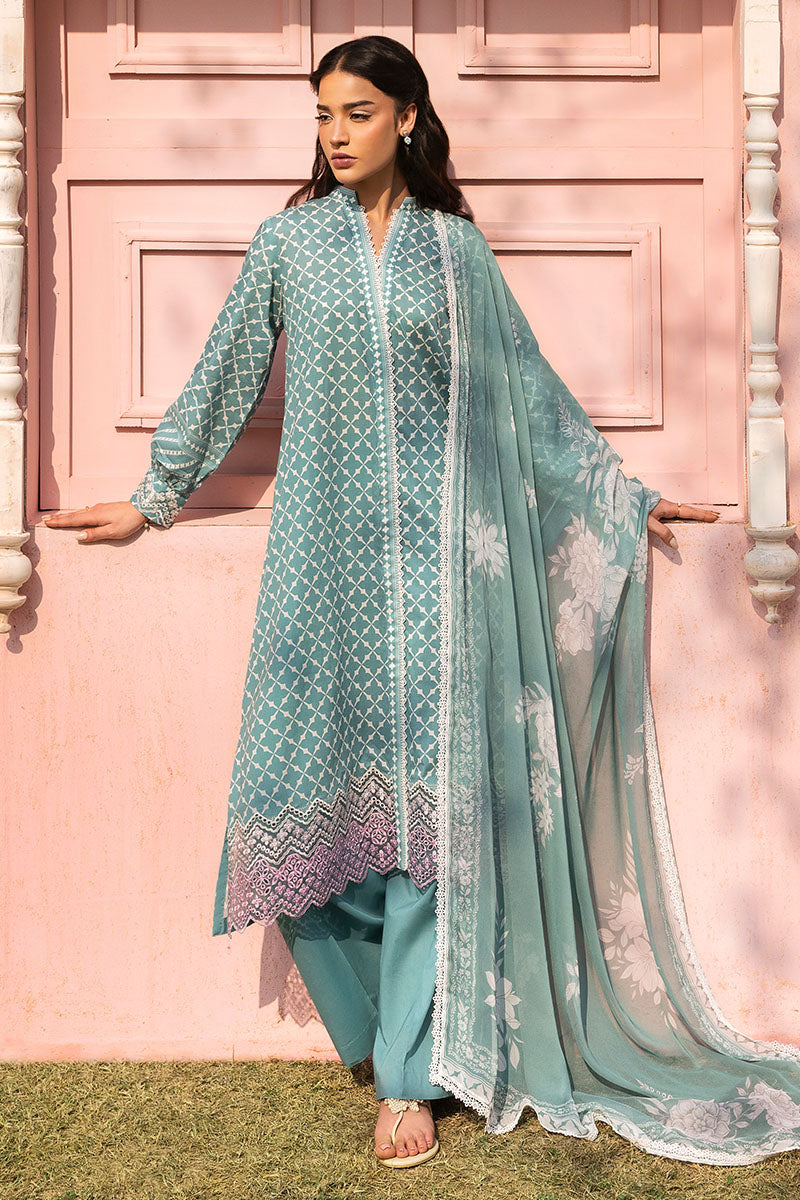 Cross Stitch | Premium Lawn 25 | TEAL GRACE - House Of Hania
