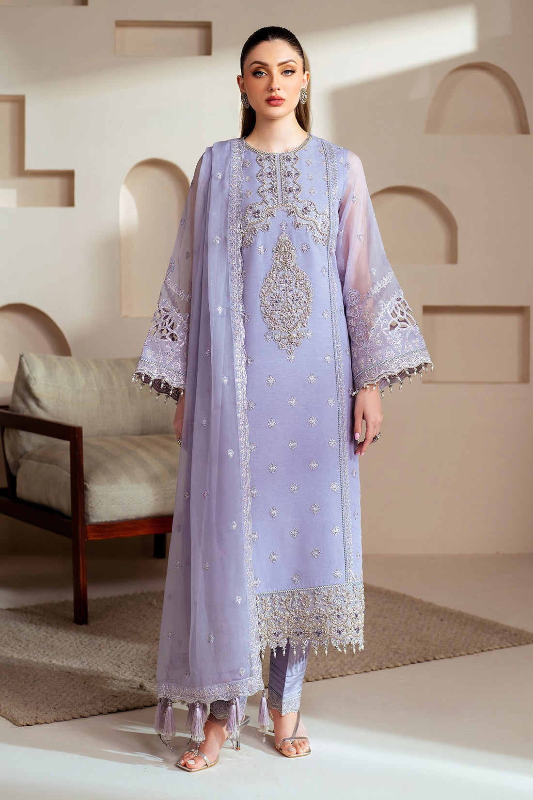 Alizeh | Aymal Chiffon | AF-BHM-4041-Marine - House Of Hania