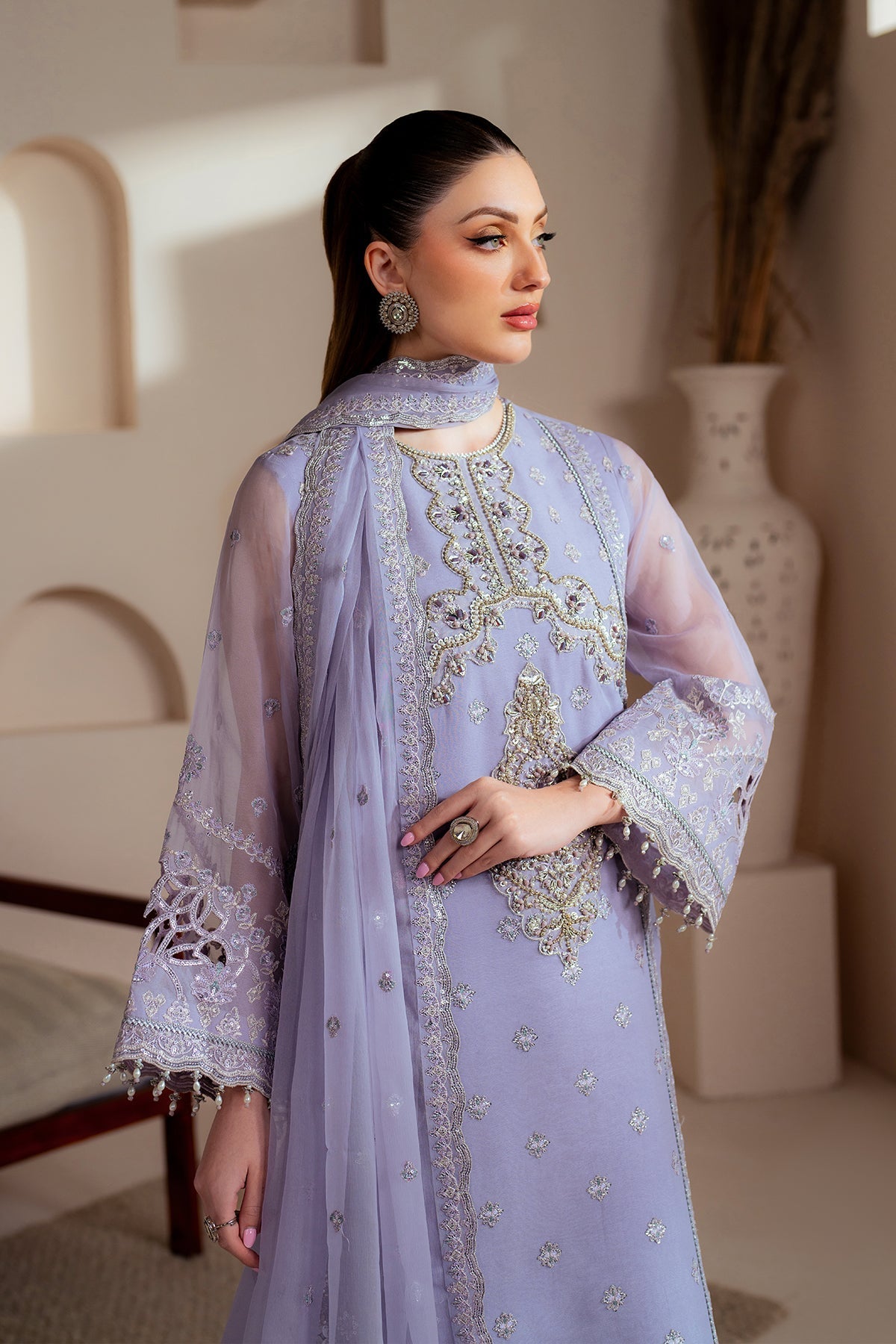 Alizeh | Aymal Chiffon | AF-BHM-4041-Marine - House Of Hania