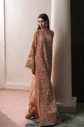 Emaan Adeel Hessonite S0484 embroidered organza suit in warm beige — front view