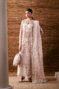 Emaan Adeel Pearl Essence S0485 embroidered organza suit in blush pink — front view