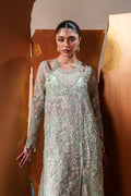 Emaan Adeel Moonstone Gleam S0487 embroidered organza dress in mint green — front view