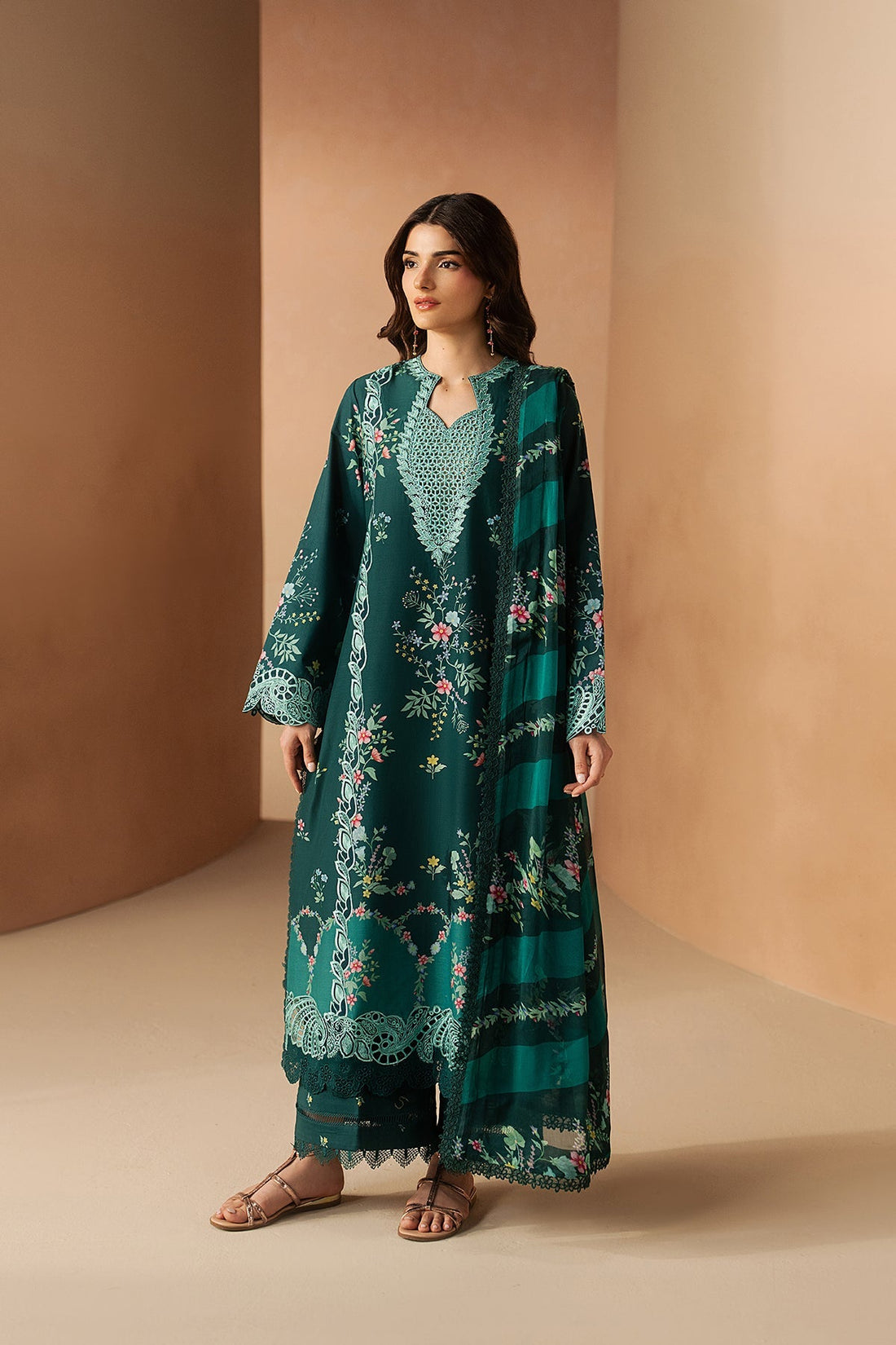 Model wearing Afrozeh Haze Halo shirt & trouser set
