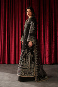Emaan Adeel Luce S0515 embroidered raw silk suit in black — side view